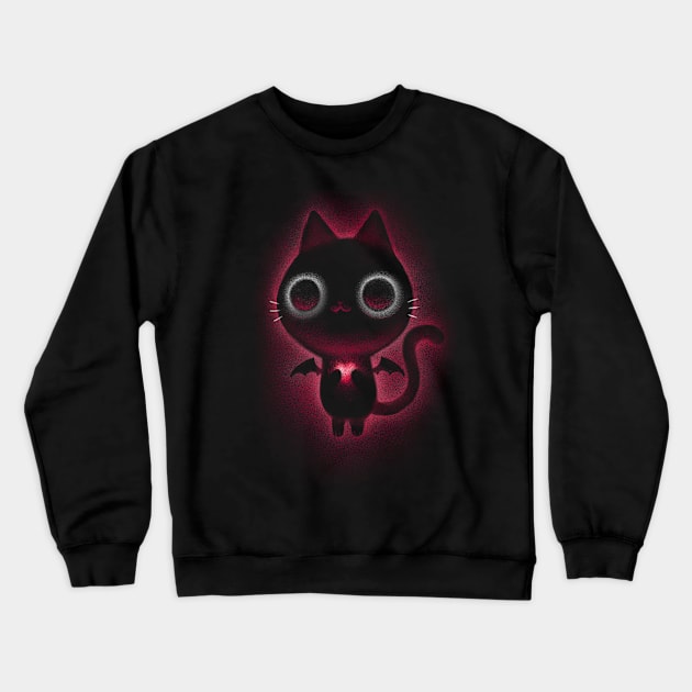 Evil-hearted Black Cat - Cute Glowing Kitty Crewneck Sweatshirt by BlancaVidal